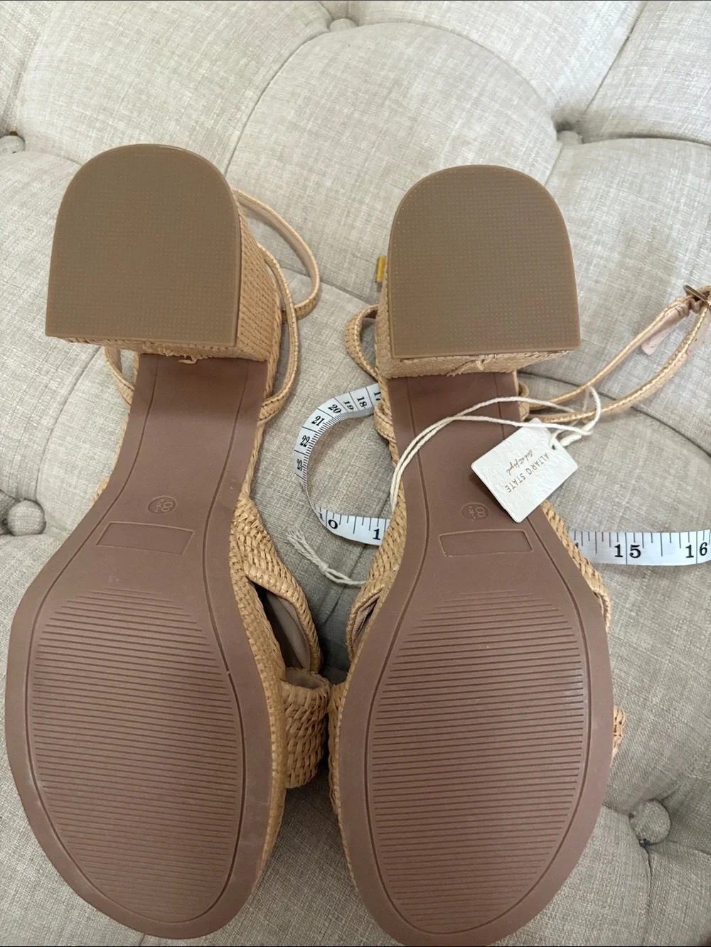 Altar'd State Noha Raffia Knot Beige Braided  Wedge Sandals